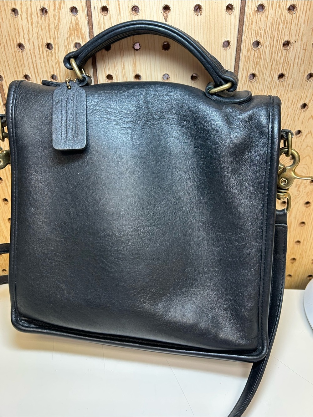 Coach Black Leather Top-Handle Briefcase with Gold Turn-Lock - Picture 2 of 13